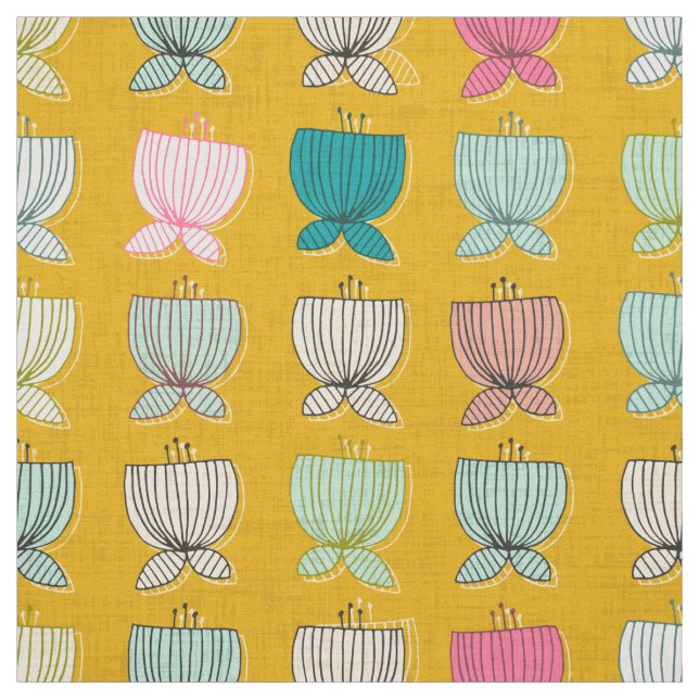 Blommor kopp gult tyg (Provkarta)