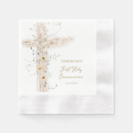 blommor kors första kommunion pappersservett