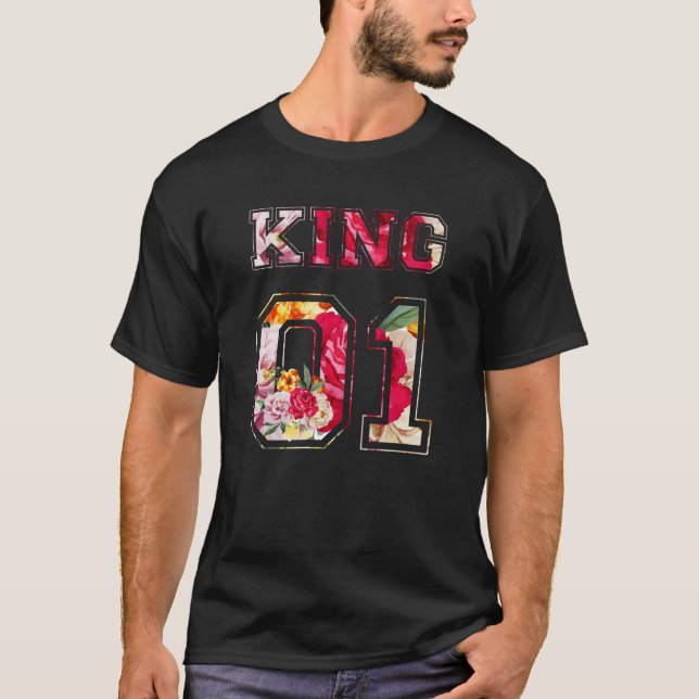 Blommor Kung och drottning par 01 T Shirt (Framsida)