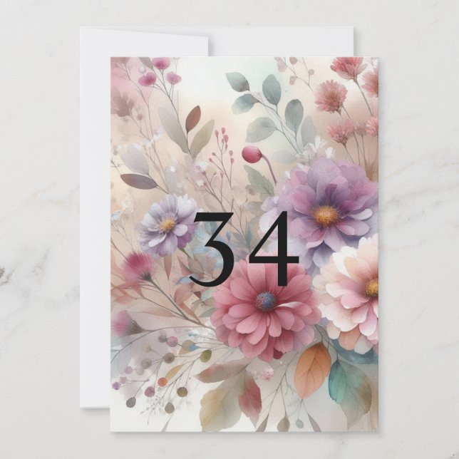 Blommor lämnar vattenfärgens kalligrafitext inbjudningar (Framsida)