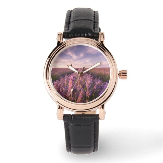 Blommor | Lavender Southern Frankrike Armbandsur (Framsida)