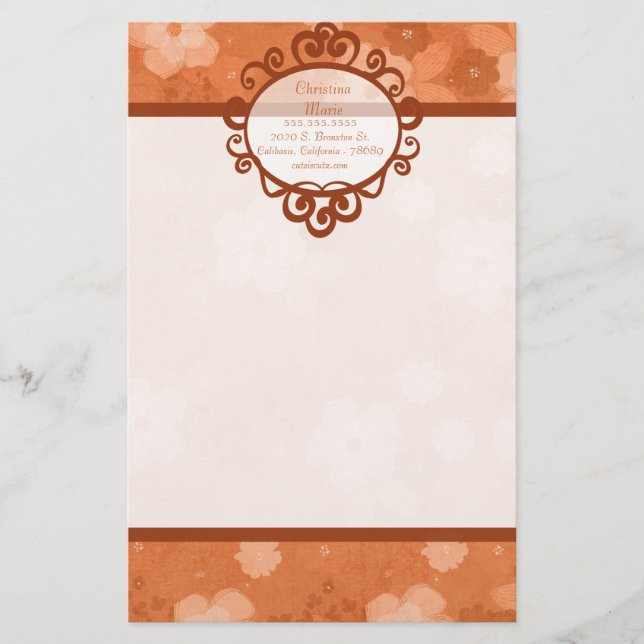 Blommor Letterhead Stationery Brevpapper (Framsida)