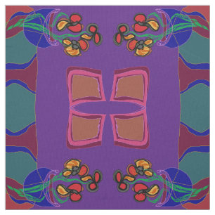 Blommor lila/ grönt /orange /gult>Fabric Tyg