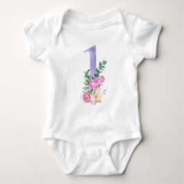 Blommor lila nummer ett födelsedagsfest t shirt
