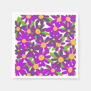Blommor lila och gröna pappersservett