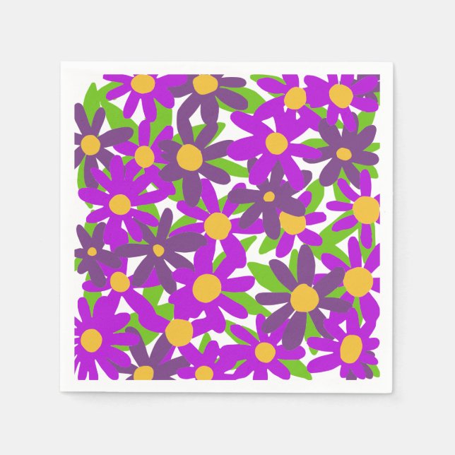 Blommor lila och gröna pappersservett (Framsidan)