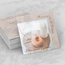 Blommor, ljus, penselspa och Affärskortet Hälsa