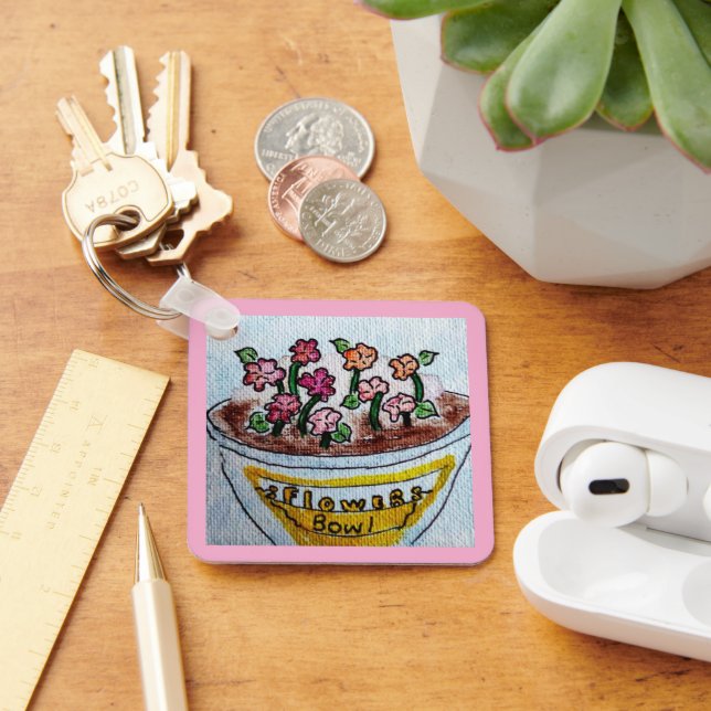 Blommor Ljus rosa Nyckelring (Skrivbord)