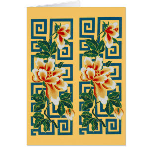 Blommor Löv Elegant Gräns Design Card OBS Kort