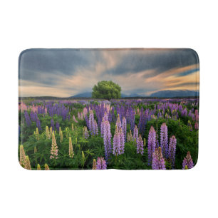 Blommor Lupine Fält i Nya Zeeland Badrumsmatta