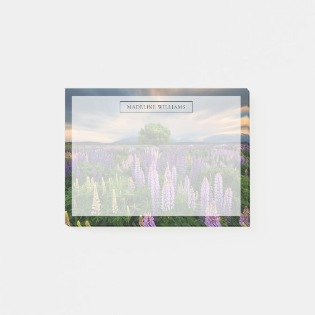 Blommor | Lupine Fält i Nya Zeeland Post-it Block (Framsida)