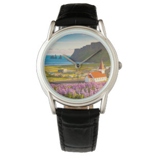 Blommor Lupiner i södra Islandet i Bloom Armbandsur