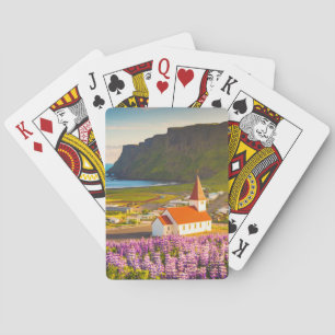 Blommor Lupiner i södra Islandet i Bloom Casinokort