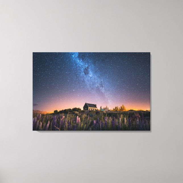 Blommor | Lupines Blooming Sjö Tekapo Nya Zeeland Canvastryck (Framsida)