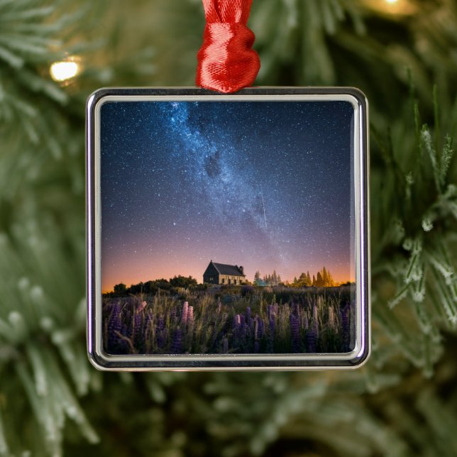 Blommor | Lupines Blooming Sjö Tekapo Nya Zeeland Julgransprydnad Metall (Träd)