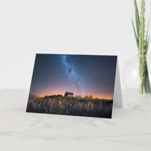 Blommor Lupines Blooming Sjö Tekapo Nya Zeeland Kort