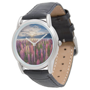 Blommor Lupines Nya Zeeland Armbandsur