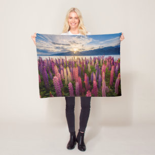 Blommor Lupines Nya Zeeland Fleecefilt