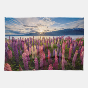 Blommor Lupines Nya Zeeland Kökshandduk