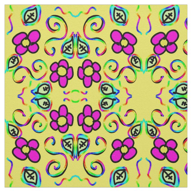 blommor lycklig gult, bakgrund tyg (Provkarta)