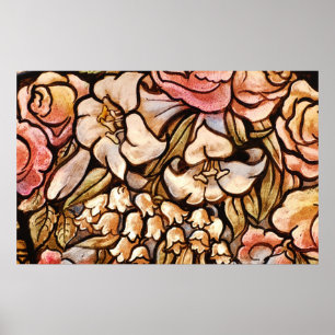 Blommor målade på glas poster
