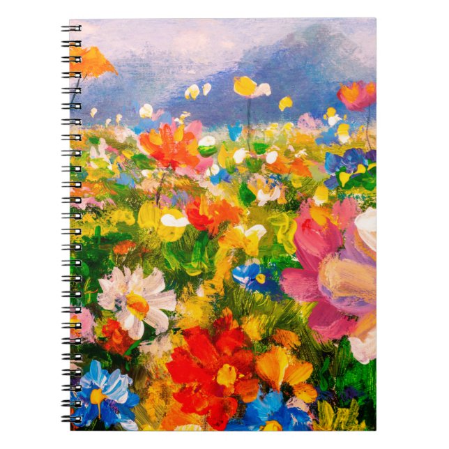 Blommor, målning av monetfärg, claude-intryck anteckningsbok (Framsidan)