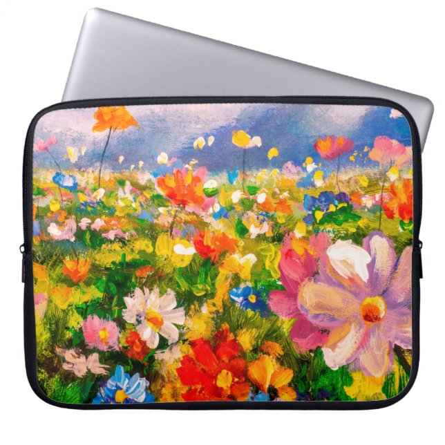 Blommor, målning av monetfärg, claude-intryck laptop fodral (Framsidan)