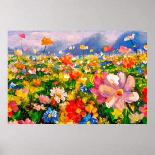 Blommor, målning av monetfärg, claude-intryck poster