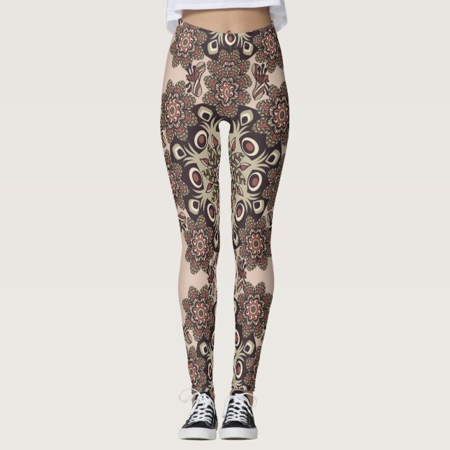 Blommor mandala leggings (Framsida)