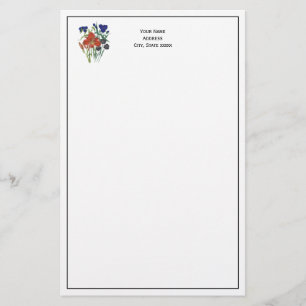 Blommor - marinblå - TRANS - Fl8878 - 024 Brevpapper