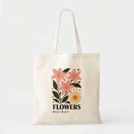 Blommor Marknadstaska | Vintage Floral Estetik Tygkasse