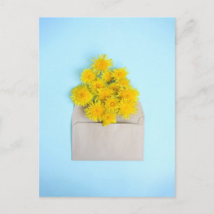 Blommor Maskrosor i kuvert Vykort