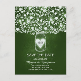 Blommor Mason burk emerald sparar datumvykort Meddelande Vykort
