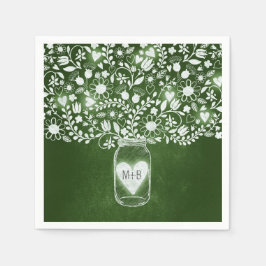 Blommor Mason burk grönt bröllop pappra blöjor Pappersservett