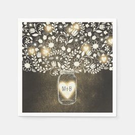 Blommor Mason burk gult bröllop pappra blöjor Pappersservett