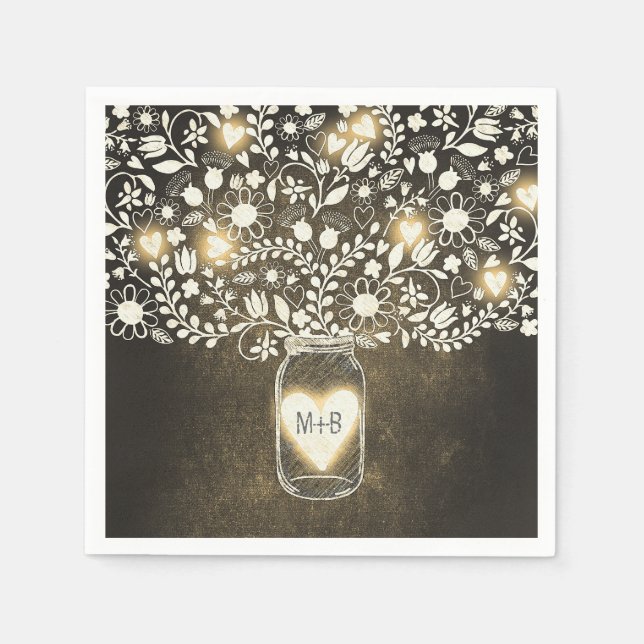 Blommor Mason burk gult bröllop pappra blöjor Pappersservett (Framsidan)