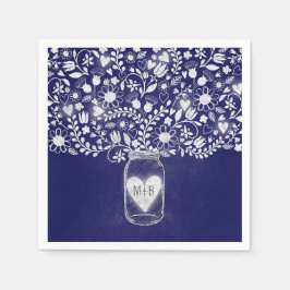 Blommor Mason burk royal Blue bröllop pappra blöjo Pappersservett