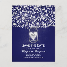 Blommor Mason burk royal blue spara datumet Meddelande Vykort