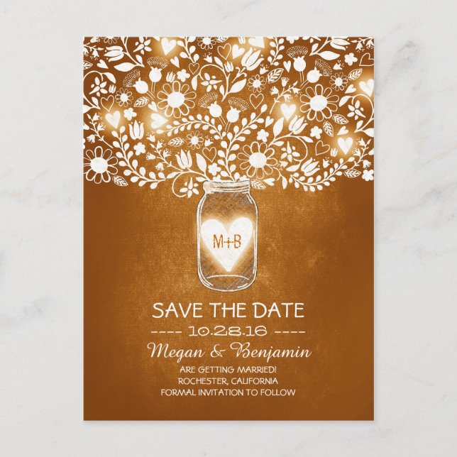 Blommor masonburk orange spara datum vykort (Framsida)