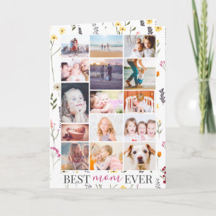 Blommor med 15 fotografier pressade i bästa mamma kort