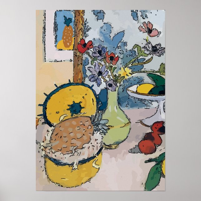 Blommor med ananas, efter Matisse Poster (Framsidan)