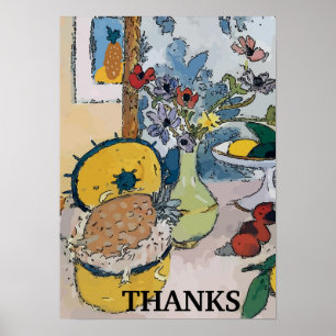 Blommor med ananas, efter Matisse Poster