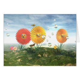 Blommor med ansikten hälsningskort