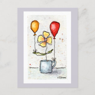 Blommor med ballonger Vaterfärgsvykort Vykort