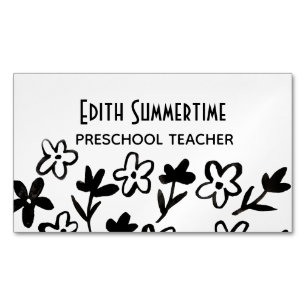 Blommor med bläck kvadrataffärskort magnetiska visitkort