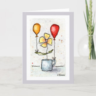 Blommor med bubblor, vattenfärgskort kort