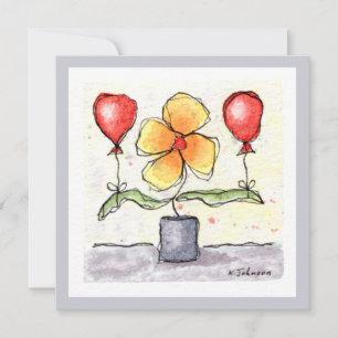 Blommor med bubblor, vattenfärgskort kort