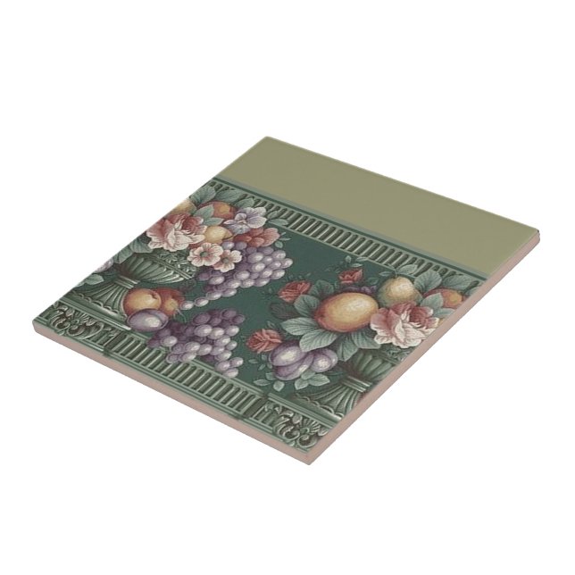 Blommor med Designat plattor av frukt Kakelplatta (Sidan)