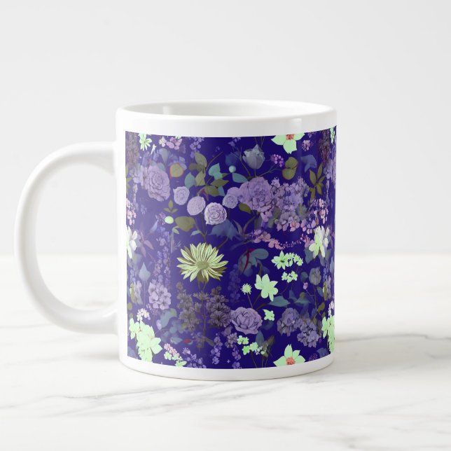 Blommor med elegant och mystisk atmosfär jumbo mugg (Vänster)