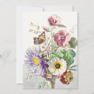 Blommor med fjäril kort